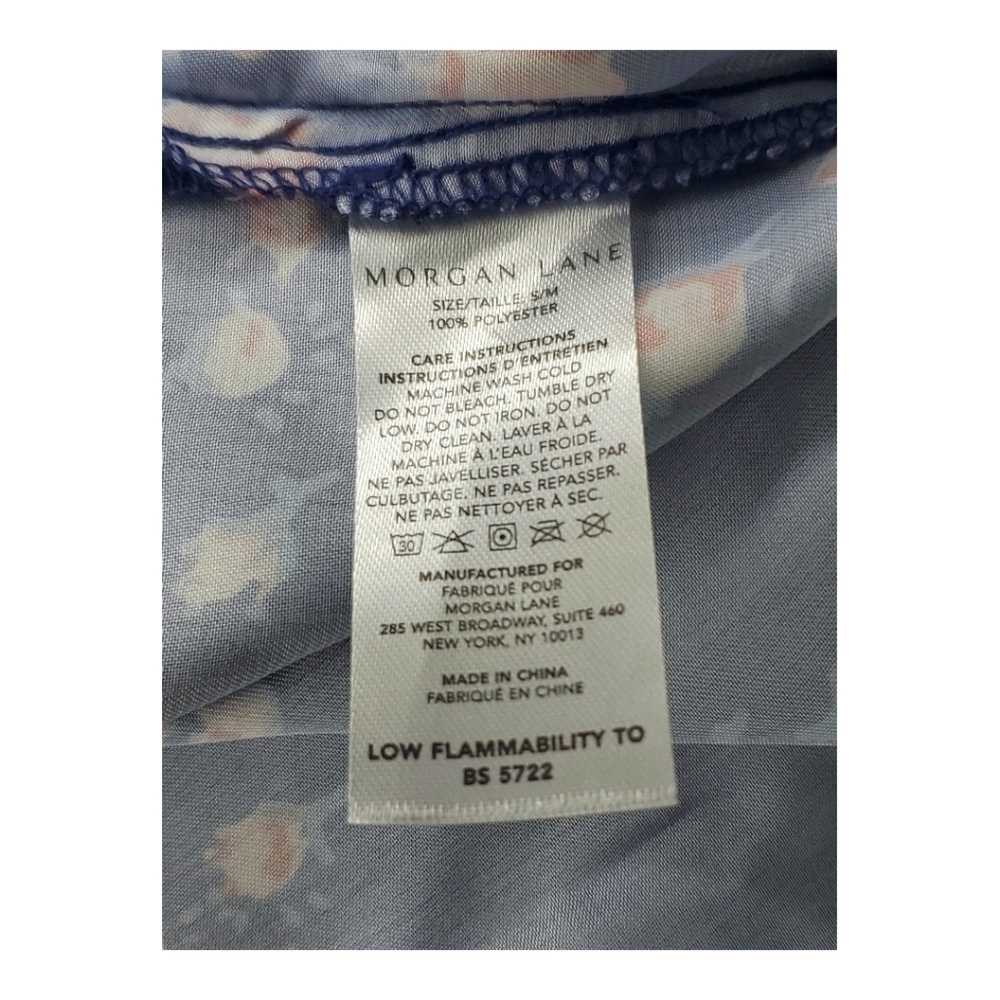 MORGAN Lane x FabFitFun Navy Floral Satin Robe Size S/M - Picture 5 of 5
